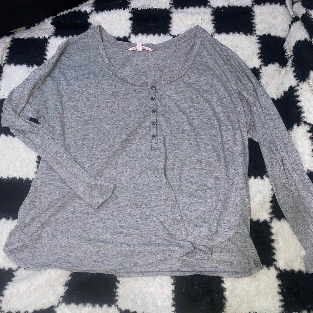 Victoria's Secret Gray Long Sleeve Button Top